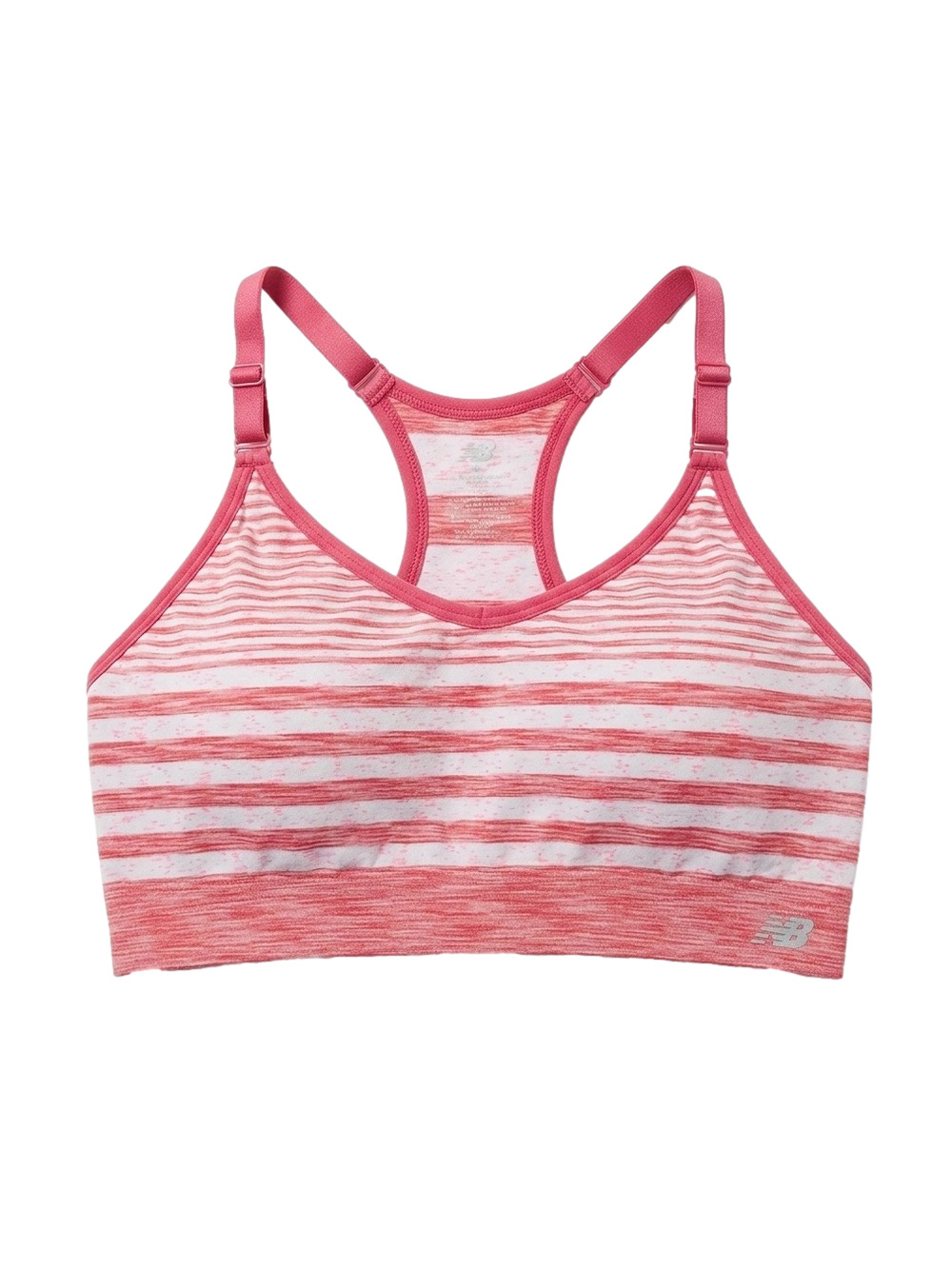 New Balance Racerback Sports Bra Pink White Striped Seamless Athletic Medium